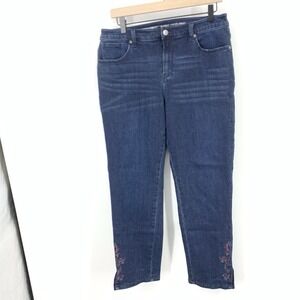 Chicos Women Size 1 Medium 8 Ankle Jeans Dark Wash Pants Girlfriend Slim Leg